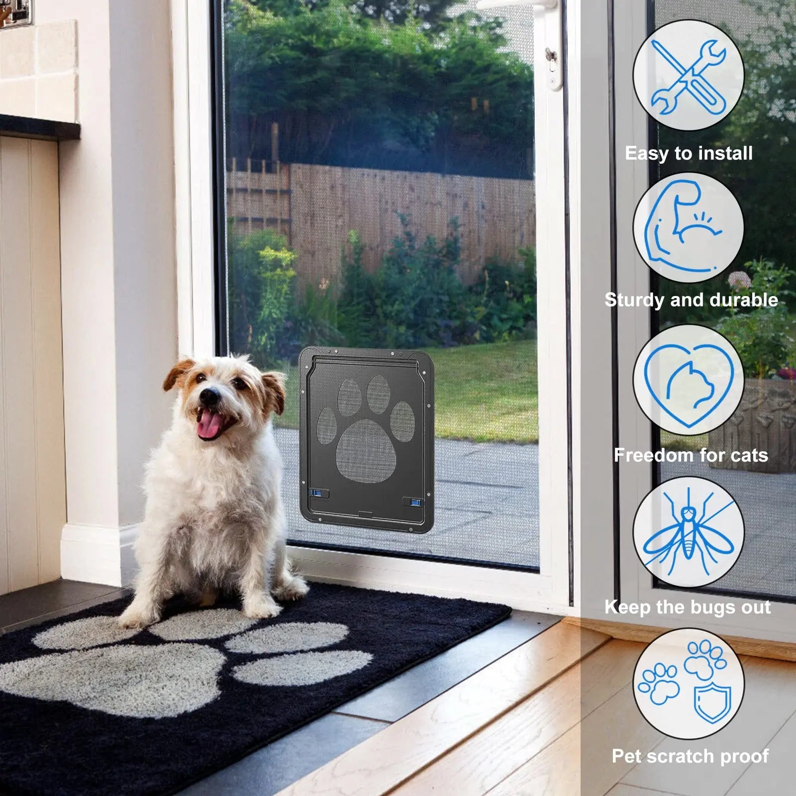 Pet Door with Safe Lockable Magnetic Screen